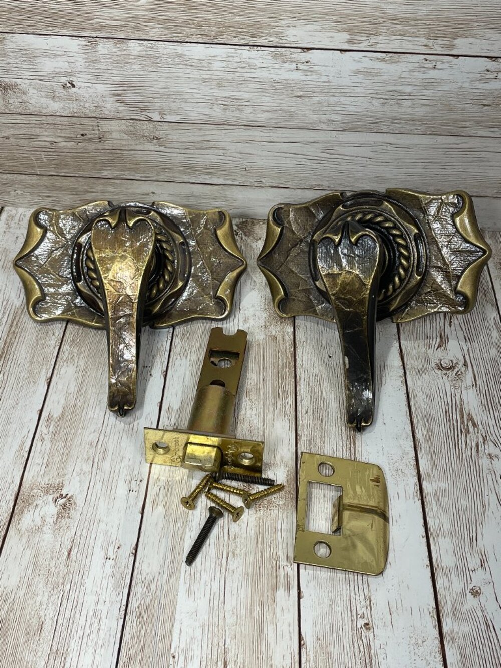 Vintage Amerock Carriage House Ornate Solid Brass Passage Door Lever Handle